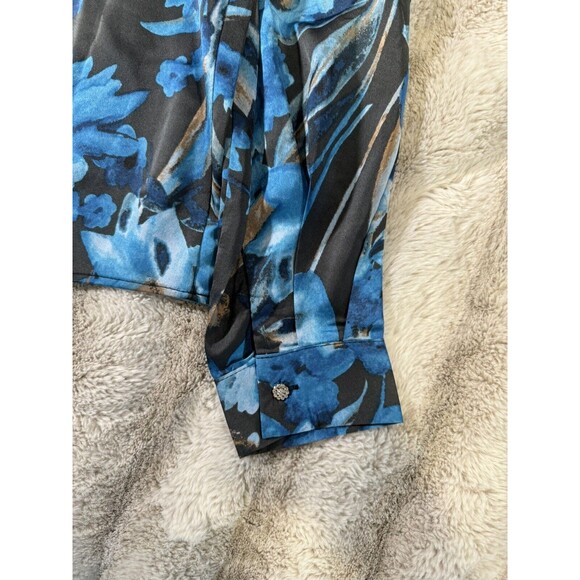 Cupio Blush Blue Multicolor Floral Print Long Sleeve Women’s Blouse Size Small - Picture 12 of 16